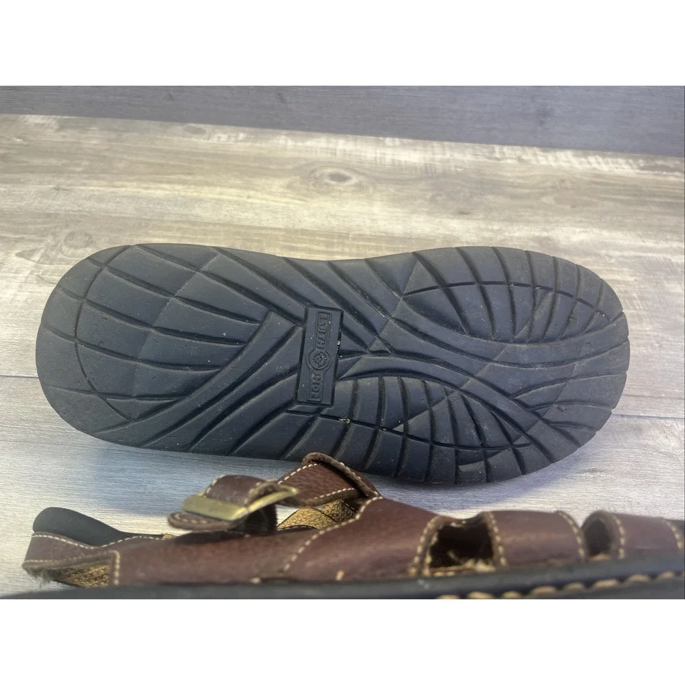 Earth Shoe Sandals Brown Leather Fisherman Sandals Strap Buckle Sz 13 Summer